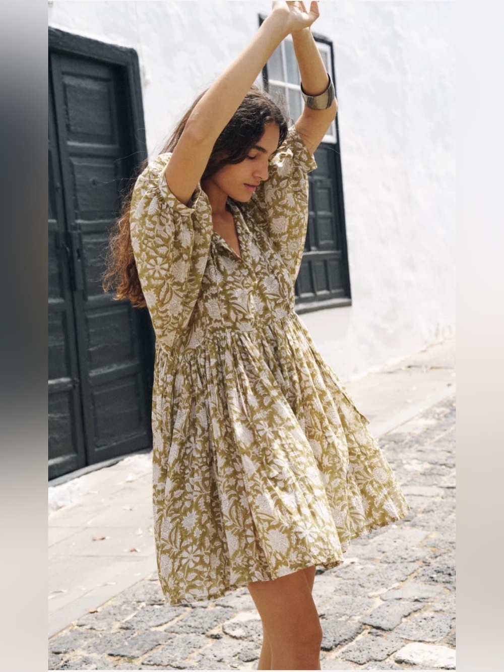 Daughters of India Kyra mini dress size medium olive